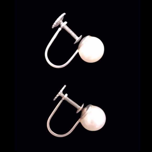 1960's Solid 14K Set Of Perls Necklace/Earrings - Picture 7 of 10